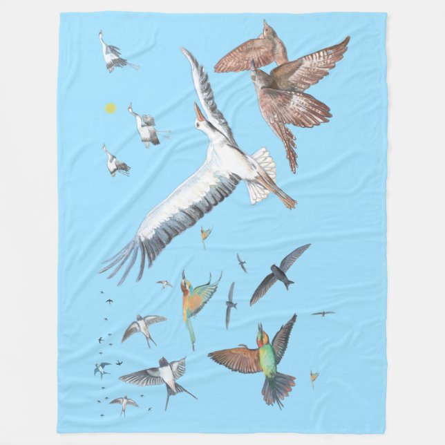 Zugvögel, die ihre Flüge aufspüren Illustration Fleecedecke (Vorderseite)