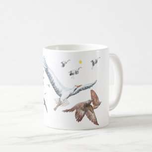 Zugvögel, die ihre Flüge aufspüren Illustration Kaffeetasse