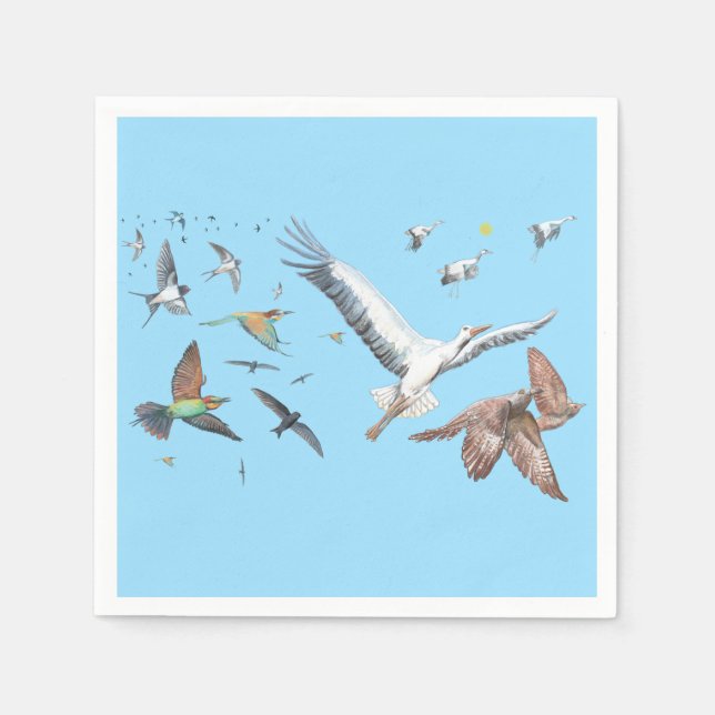 Zugvögel, die ihre Flüge aufspüren Illustration Serviette (Vorderseite)
