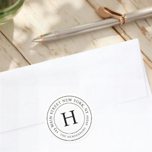 Zuhause Address Modern Simple Chic Family Monogram Runder Aufkleber