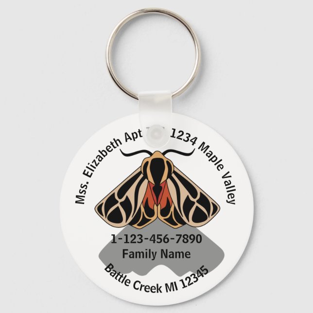 Zuhause-Adresse der gestorbenen Tiger Moth Family Schlüsselanhänger (Vorderseite)