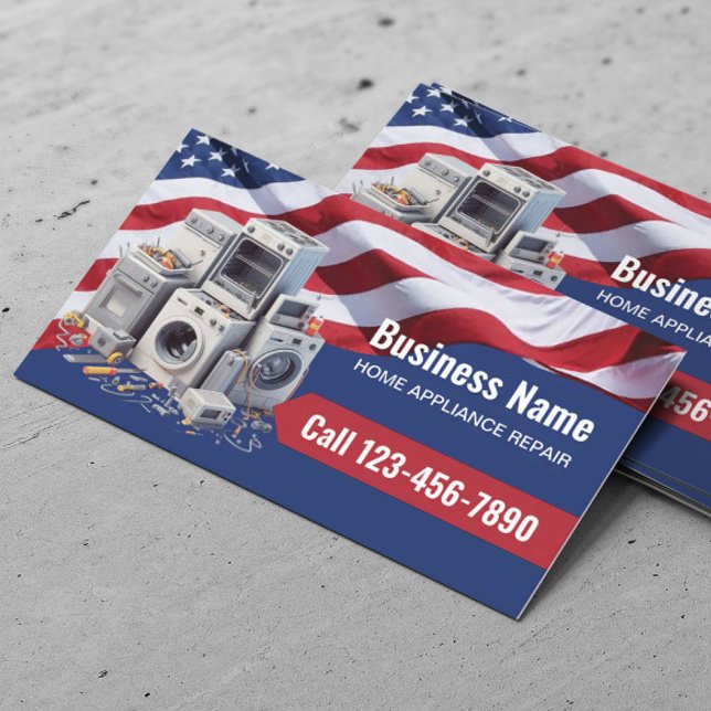 Zuhause Appliance Repair Service Patriotic Veteran Visitenkarte (Von Creator hochgeladen)