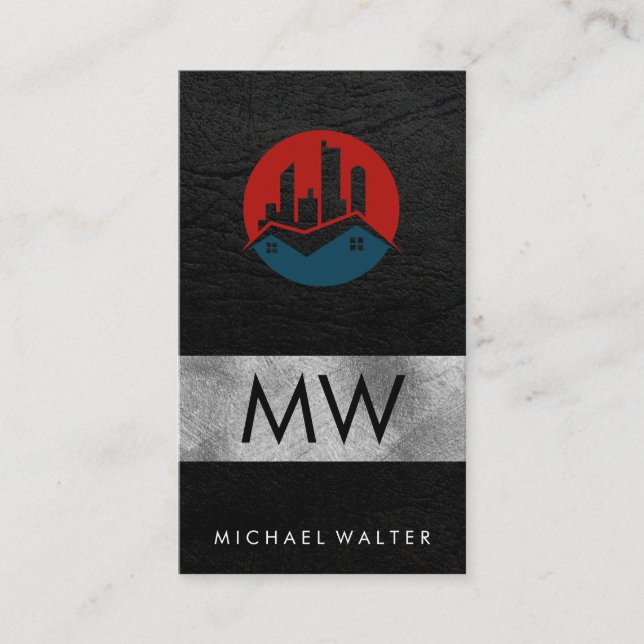 Zuhause Architect-Gebäude | Leder Visitenkarte (Vorderseite)