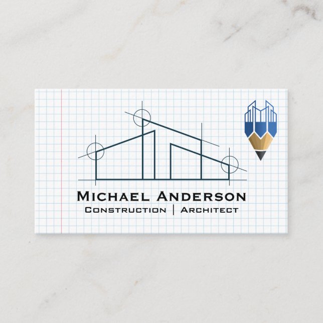 Zuhause Architect Logo | Gitterpapier | Bau Visitenkarte (Vorderseite)