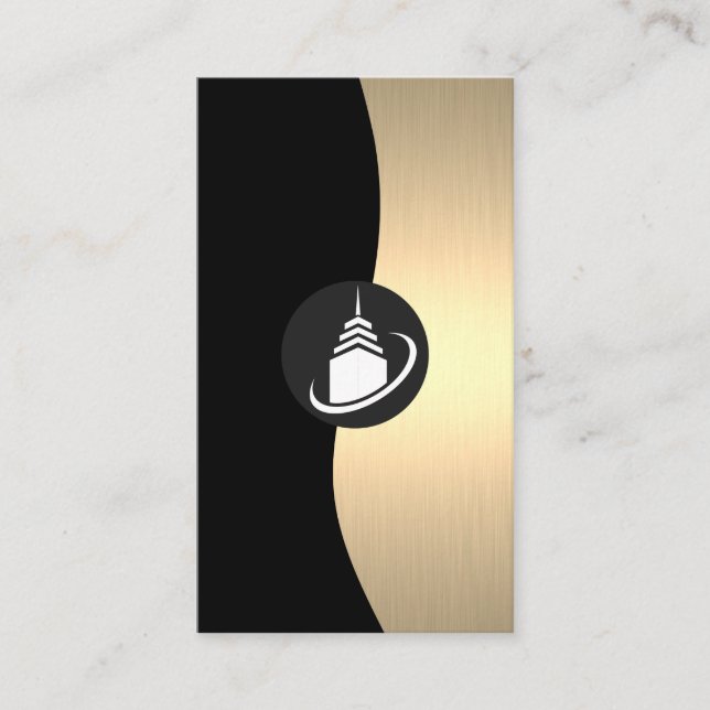 Zuhause Architect Logo | Gold Luxe Monogram Visitenkarte (Vorderseite)