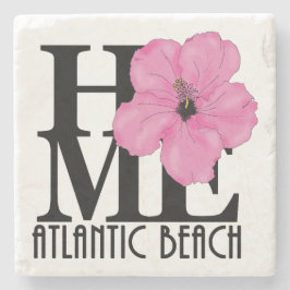 ZUHAUSE Atlantic Beach rosa Hibiskus Steinuntersetzer