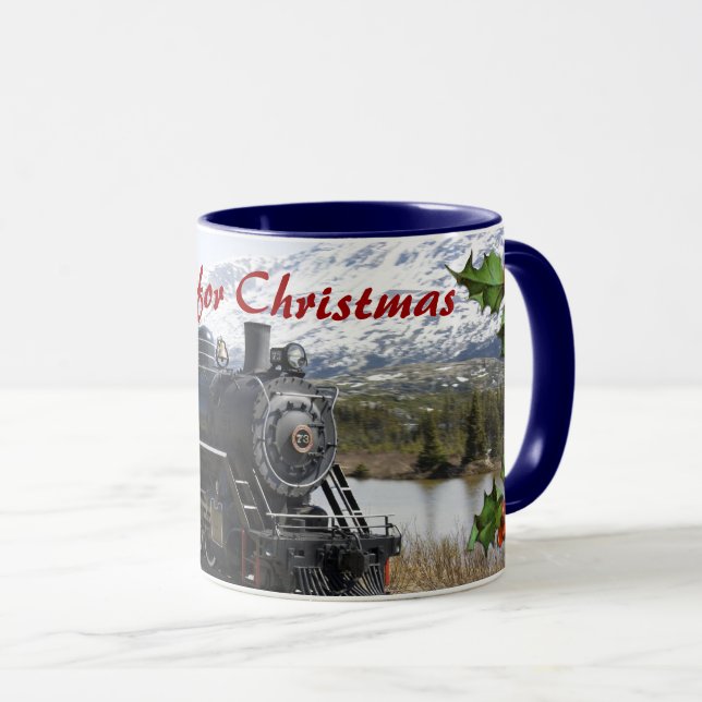 Zuhause auf dem Zug für die Tasse zu Weihnachten (VorderseiteRechts)