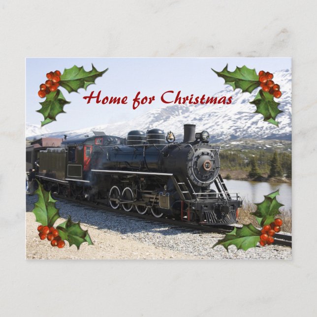 Zuhause auf dem Zug für Weihnachten Postkarte (Vorderseite)