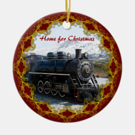 Zuhause auf dem Zug für Weihnachtsfeier Keramikornament