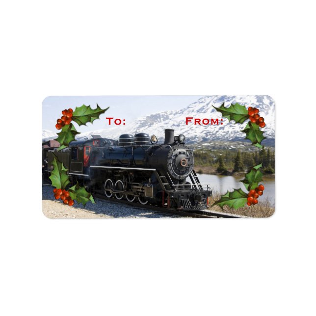 Zuhause auf dem Zug für Weihnachtsgeschenke Aufkle Adressaufkleber (Vorne)
