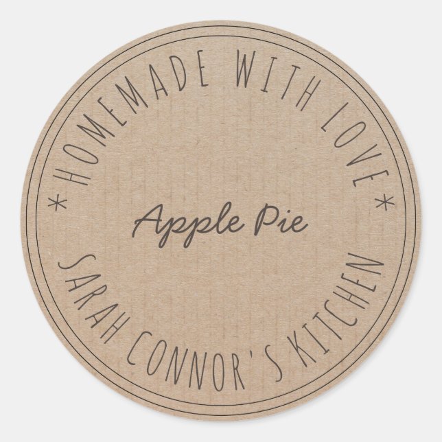 Zuhause aus Liebe Apple Pie Kraft Backen Runder Aufkleber (Vorderseite)