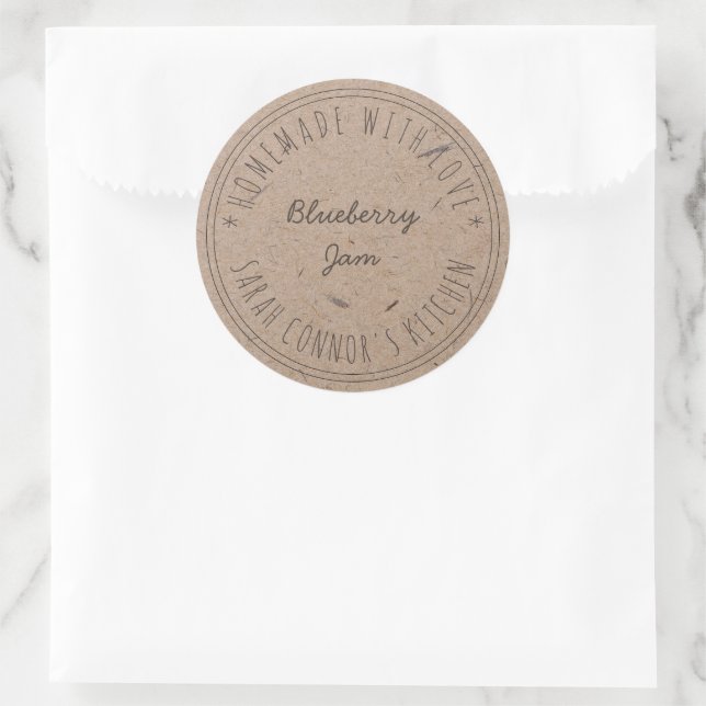 Zuhause aus Liebe Blueberry Jam Öko Kraft Paper Runder Aufkleber (Tasche)