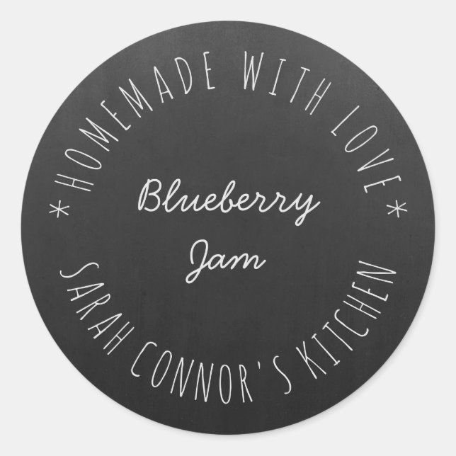 Zuhause aus Liebe Blueberry JamTrendy Hipster Runder Aufkleber (Vorderseite)