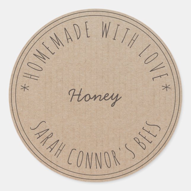 Zuhause aus Liebe Honey Kraft Paper Runder Aufkleber (Vorderseite)