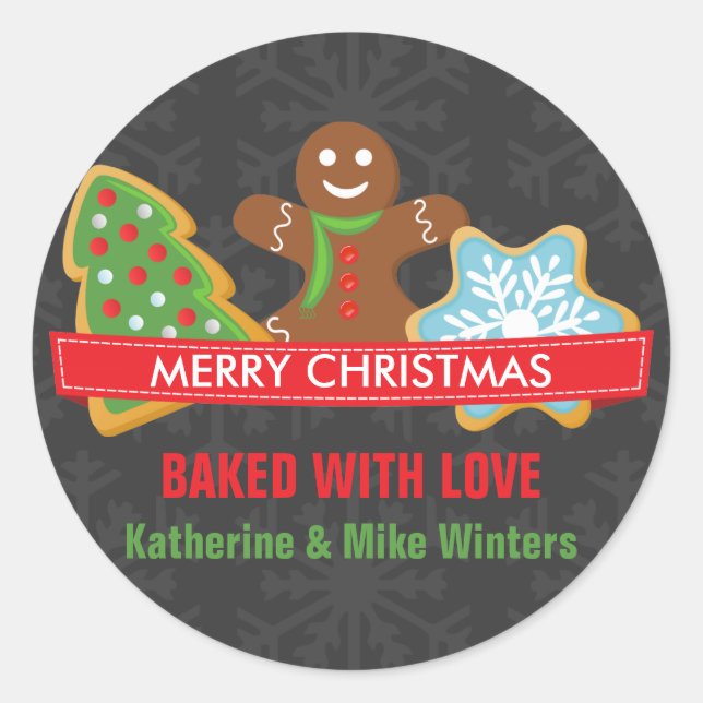 Zuhause Baked Christmas Cookie Runder Aufkleber (Vorderseite)