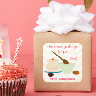 Zuhause Baked Goodies Geschenktafel Quadratischer Aufkleber