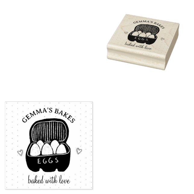 Zuhause Baker Illustriert Eierkarton aus Liebe Gummistempel (Stempel)