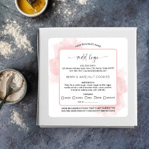 Zuhause Bakery Food License für das Logo "Pink Wat Quadratischer Aufkleber