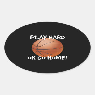 Zuhause Basketball abspielen Ovaler Aufkleber