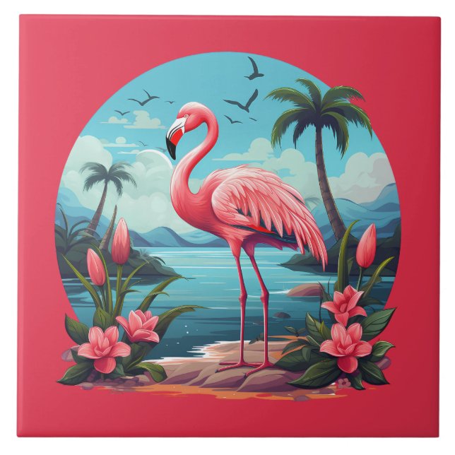 Zuhause Beach Rosa Flamingo Liebhaber des Handwerk Fliese (Vorderseite)