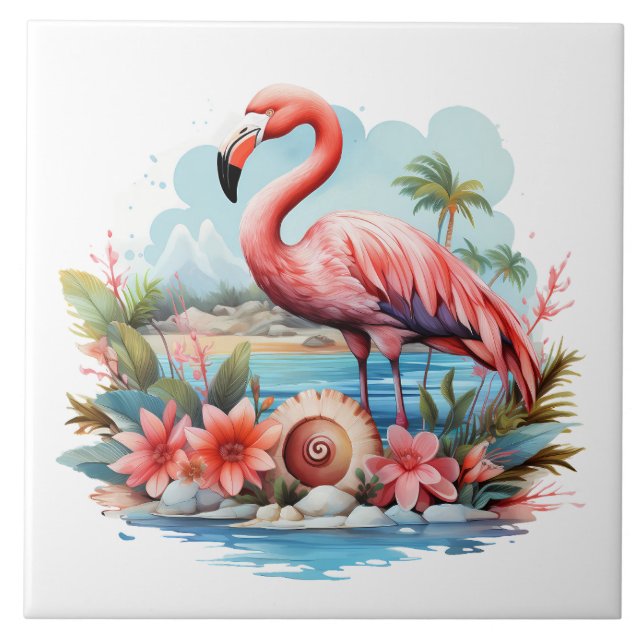 Zuhause Beach Rosa Flamingo Liebhaber des Handwerk Fliese (Vorderseite)
