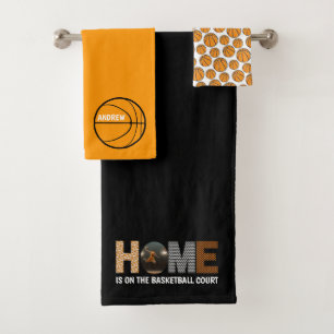 Zuhause befindet sich auf dem Basketballplatz Hand Badhandtuch Set