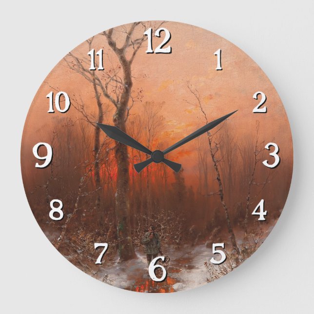 Zuhause bei Sunset - Désiré Thomassin Große Wanduhr (Vorderseite)