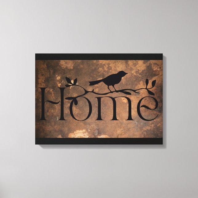 Zuhause Bird Illustration Bold Wall Art Leinwanddruck (Vorderseite)