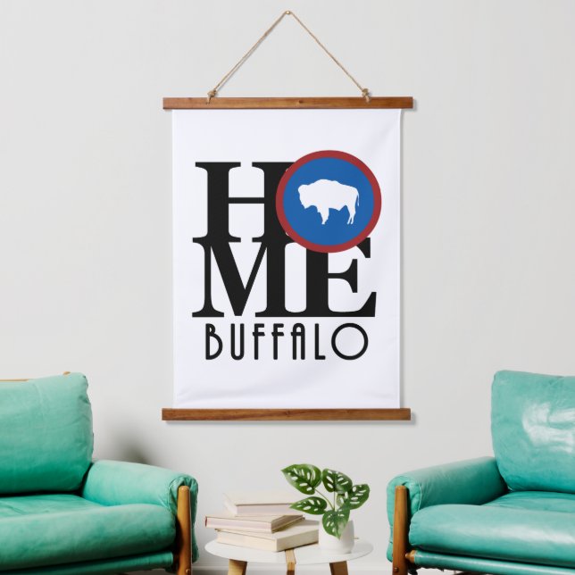 ZUHAUSE Buffalo Wyoming Wandteppich Mit Holzrahmen (Wohnzimmer)