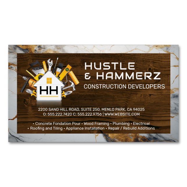 Zuhause Build-Konstruktionstools | Holz | Marmor Magnetische Visitenkarte (Vorderseite)