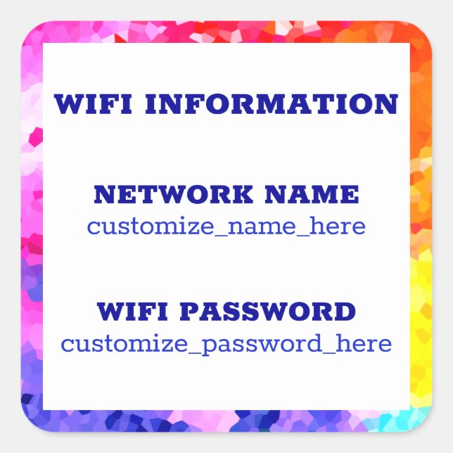 Zuhause Business Network WIFI-Kennwortinformatione Quadratischer Aufkleber (Vorderseite)