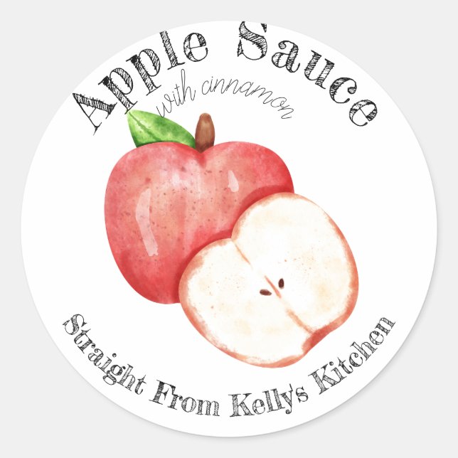 Zuhause Canning Apple Zimt Sauce Food Label Runder Aufkleber (Vorderseite)