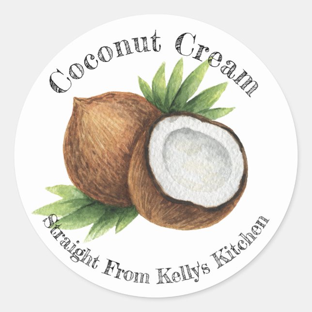 Zuhause Canning Business Coconut Creme Food Label Runder Aufkleber (Vorderseite)