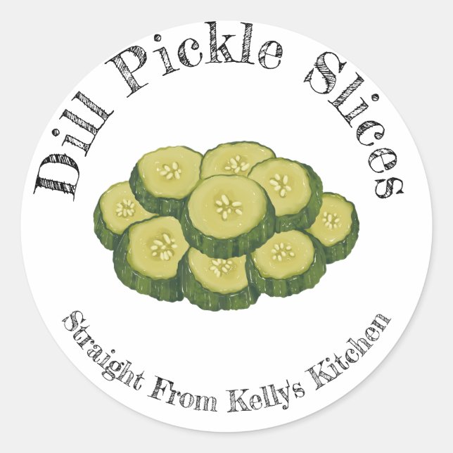 Zuhause Canning Business Dill Pickles Food Label Runder Aufkleber (Vorderseite)