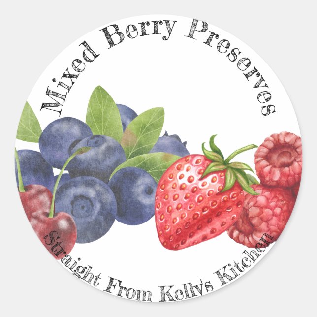 Zuhause Canning Business Mixed Berry Food Label Runder Aufkleber (Vorderseite)