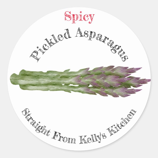 Zuhause Canning Business Pickled Asparagus Food La Runder Aufkleber (Vorderseite)