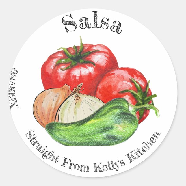 Zuhause Canning Business Tomato Salsa Food Label D Runder Aufkleber (Vorderseite)