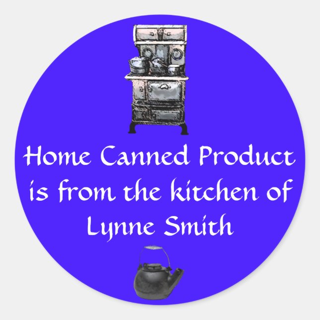 Zuhause Canning Label Old Stove, personalisiert Runder Aufkleber (Vorderseite)