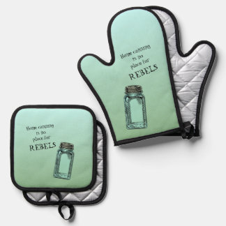 Zuhause Canning No place of Rebels Funny Kitchen Ofenhandschuh & Topflappen-Set