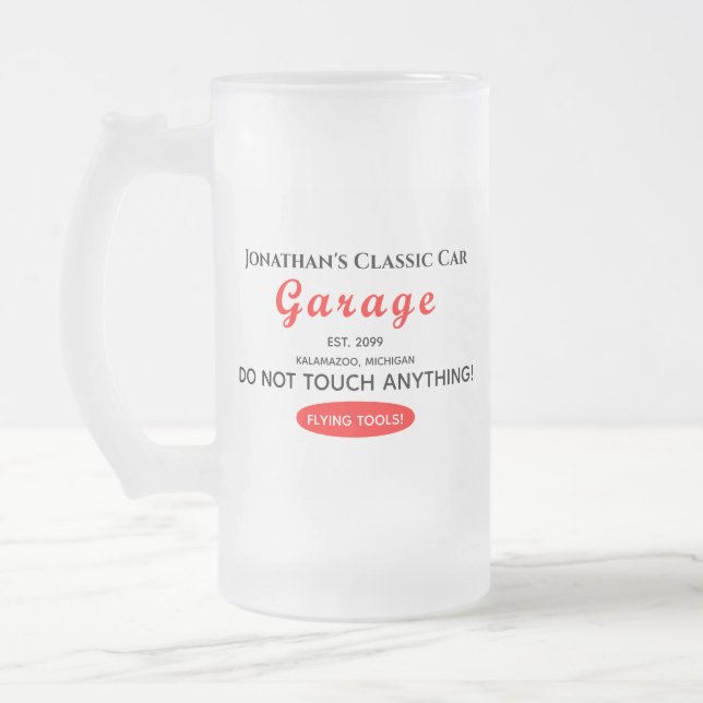 Zuhause Car Mechanic Garage Flying Tools für ihn Mattglas Bierglas (Links)