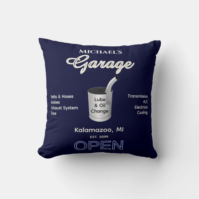 Zuhause Car Mechanic Garage Full Service Dunkle Ma Kissen (Vorderseite)