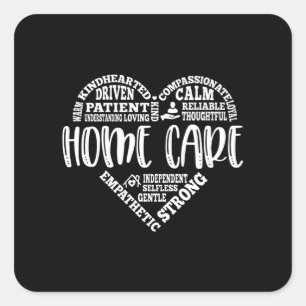 Zuhause Care Aide, Zuhause Care, Zuhause Health Quadratischer Aufkleber