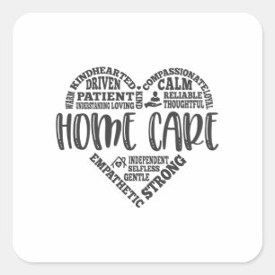 Zuhause Care Aide, Zuhause Care, Zuhause Health Quadratischer Aufkleber
