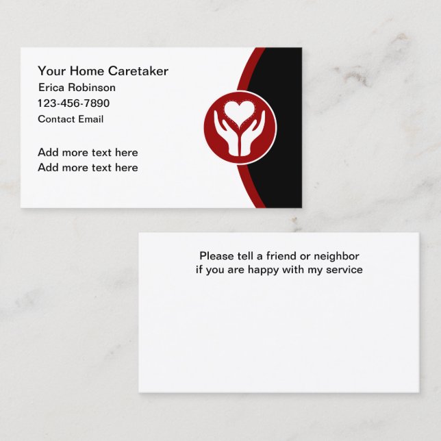 Zuhause Caretaker Companion Heart Theme Visitenkarte (Vorne/Hinten)