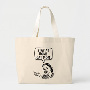 ZUHAUSE CAT MAMA-RETRO-T - SHIRT bleibe Jumbo Stoffbeutel