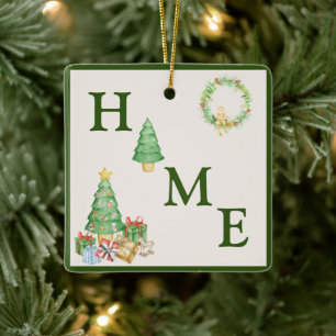 Zuhause Christmas Tree Simple Keramikornament