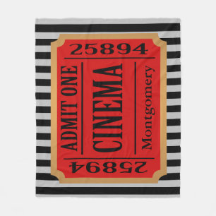 Zuhause Cinema Movie Ticket Stub & Stripes Fleecedecke