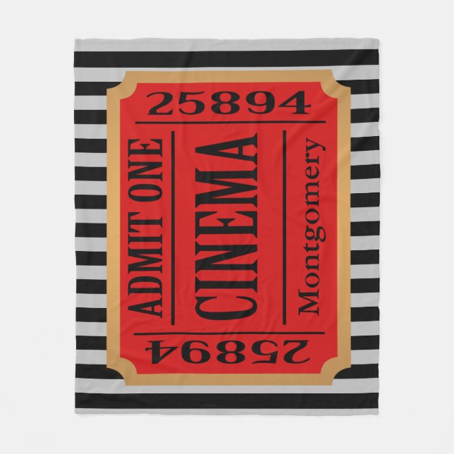 Zuhause Cinema Movie Ticket Stub & Stripes Fleecedecke (Vorderseite)