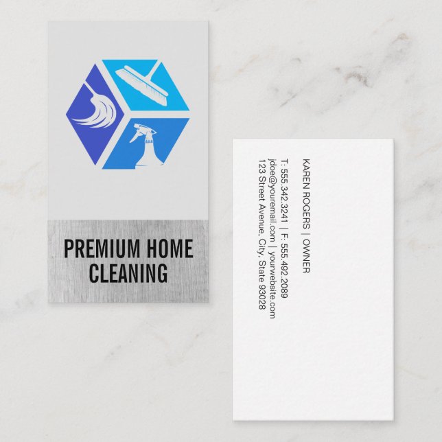 Zuhause Cleaners | Maid | Mop Broom Spray Flasche Visitenkarte (Vorne/Hinten)