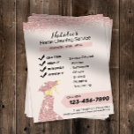 Zuhause Clearing Service Rose Gold Housekeeping Flyer<br><div class="desc">Zuhause Cleaning Service Pink Rose Gold Glitzer Housekeeping Flyer.</div>